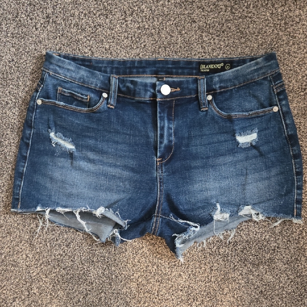 Blank NYC Blue Distressed Jean Shorts